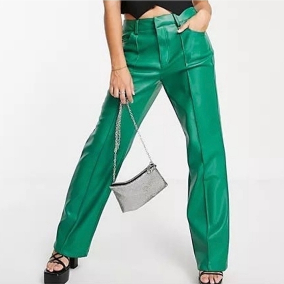 Str Green Petite Leather Finish Pants - Picture 1 of 17
